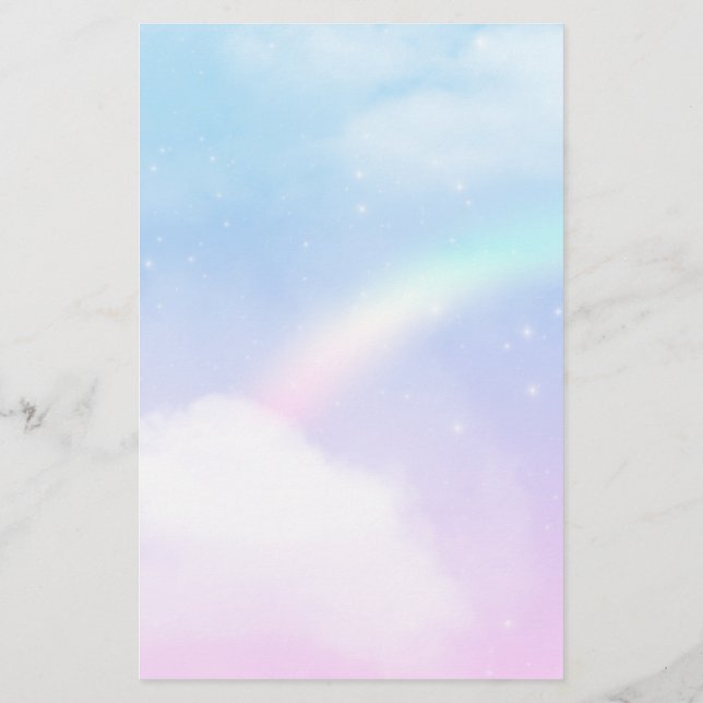 Magical Pastel Clouds and a Rainbow Stationery (Back)