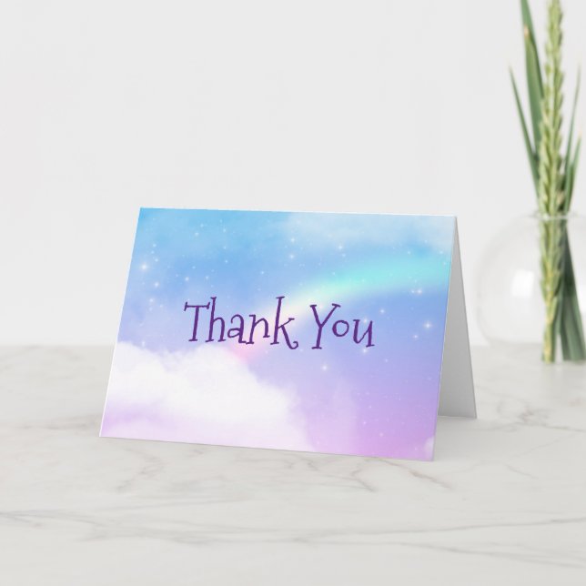 Magical Pastel Clouds and a Rainbow Thank You Card (Front)