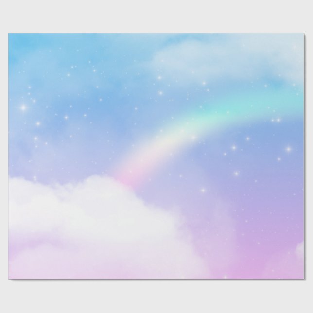 Magical Pastel Clouds and a Rainbow Wrapping Paper (Flat)
