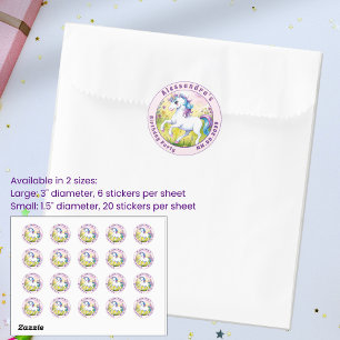 Magical Pastel Custom Unicorn Birthday Classic Round Sticker