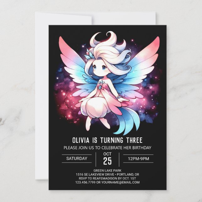 Magical Pastel Fairy Birthday Invitation (Front)