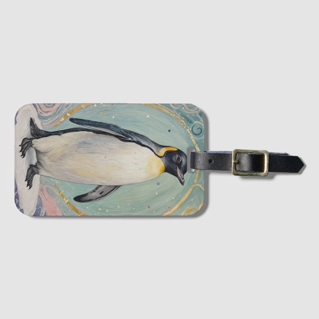 Magical Pastel Penguin Luggage Tag (Front Horizontal)
