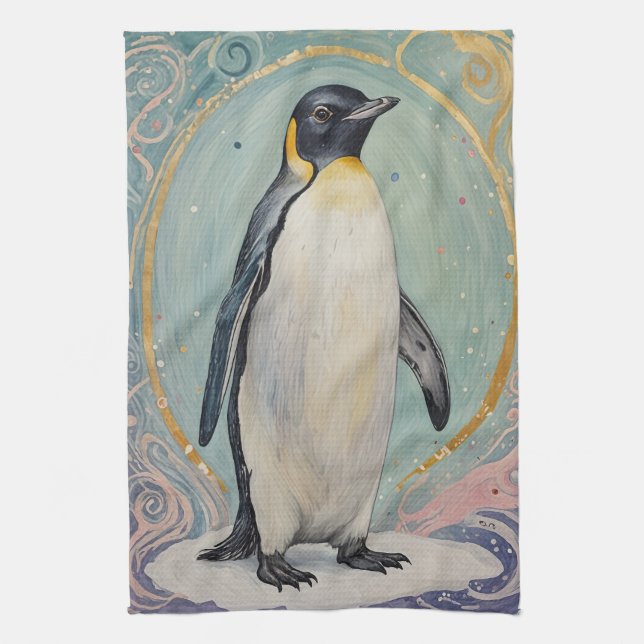 Magical Pastel Penguin Tea Towel (Vertical)