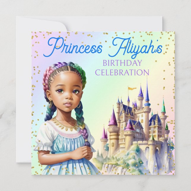Magical Pastel Princess Fantasy Rainbow Castle Invitation (Front)