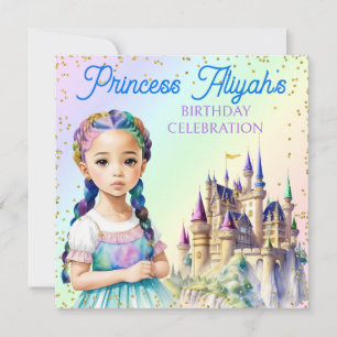 Magical Pastel Princess Fantasy Rainbow Castle Invitation
