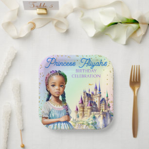Magical Pastel Princess Fantasy Rainbow Castle Paper Plate