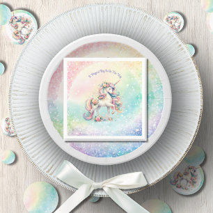 Magical Pastel Radiant Rainbow Unicorn Party Napkin