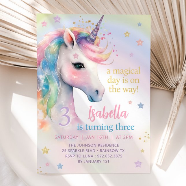 Magical Pastel Rainbow UNICORN Birthday Party Invitation (Creator Uploaded)
