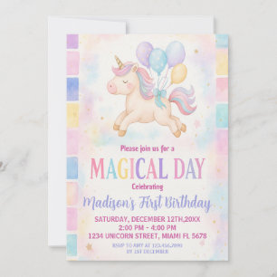 Magical Pastel Unicorn Birthday Invitation