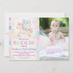 Magical Pastel Unicorn Birthday Invitation
