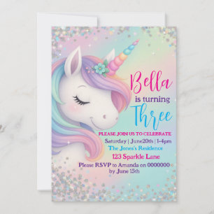 Magical Pastel Unicorn Birthday Invitation – Glitt