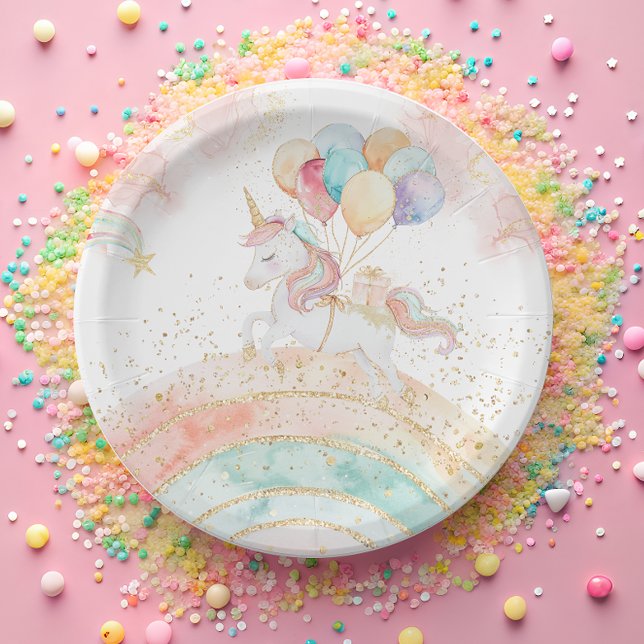 Magical Pastel Unicorn Birthday Paper Plate (Creator Uploaded)