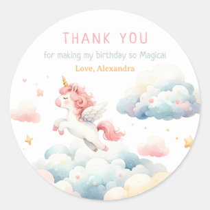 Magical Pastel Unicorn Birthday Party Classic Round Sticker