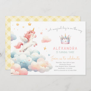 Magical Pastel Unicorn Birthday Party Invitation