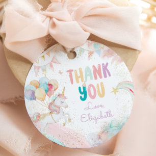 Magical Pastel Unicorn Birthday Thank You Favour Tags