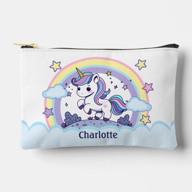 Magical Pastel Unicorn Custom Accessory Pouch (Front)