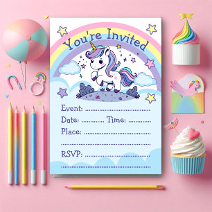 Magical Pastel Unicorn Party Invitation
