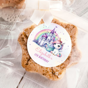 Magical Pastel Unicorn Rainbow Birthday Classic Round Sticker