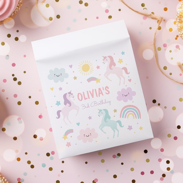 Magical Pastel Unicorn Rainbow Birthday Party Favour Bags (Creator Uploaded)