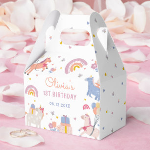 Magical Pastel Unicorn Rainbow Birthday Party Favour Box
