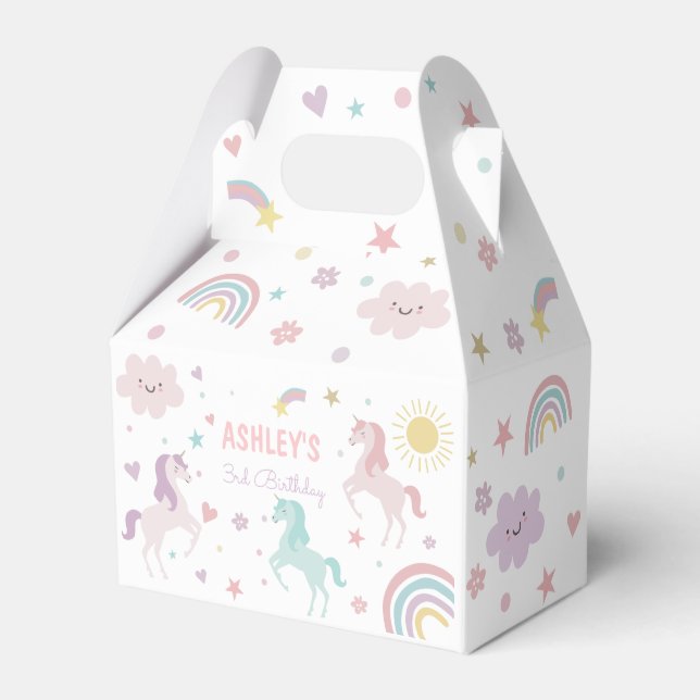 Magical Pastel Unicorn Rainbow Birthday Party  Favour Box (Front Side)
