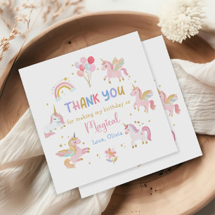 Magical Pastel Unicorn Rainbow Birthday Party Napkin