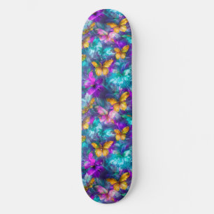 Magical pastel watercolor butterflies Girly Skateboard
