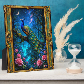 Magical Peacock Within Enchanted Whispering Forest Plaque