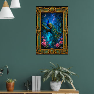 Magical Peacock Within Enchanted Whispering Forest Poster