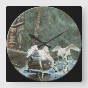 Magical Pegasus & Totem Poles Art Wall Clock