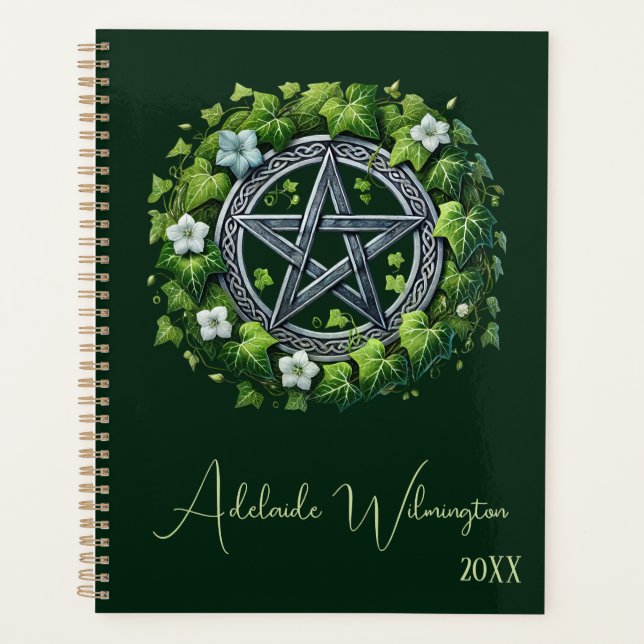 Magical Pentagram Green Ivy Planner (Front)