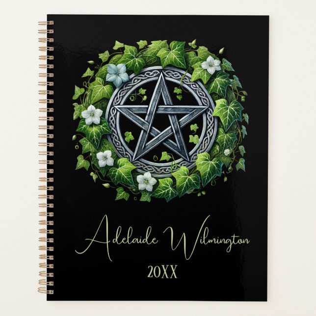 Magical Pentagram Green Ivy Planner (Front)