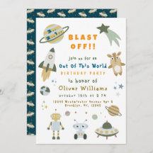 Magical Personalised Space Birthday Party Invite