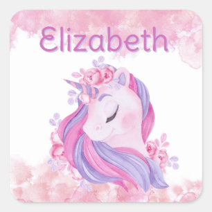 Magical, personalised unicorn  square sticker