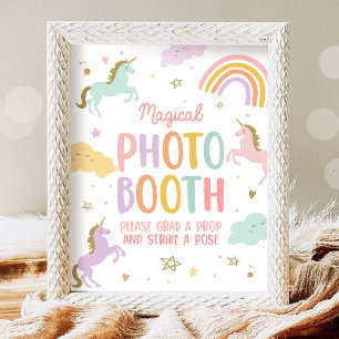 Magical Photo Booth Unicorn Girl Birthday Party Poster
