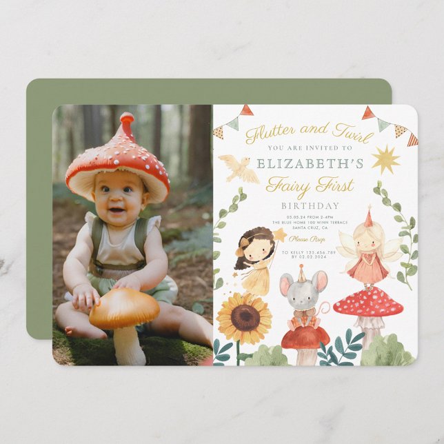 Magical  Photo Enchanted Fairy First Birthday Invitation (Creator Uploaded)