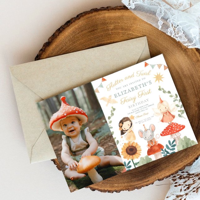 Magical  Photo Enchanted Fairy First Birthday Invitation (Creator Uploaded)