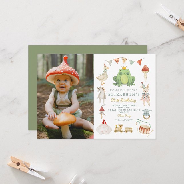 Magical  Photo Enchanted Frog  First Birthday Invitation (Creator Uploaded)