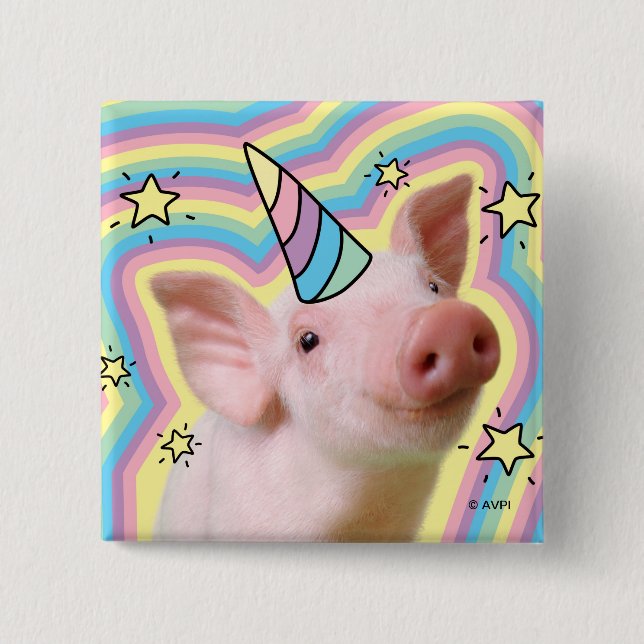 Magical Piglet Unicorn 15 Cm Square Badge (Front)
