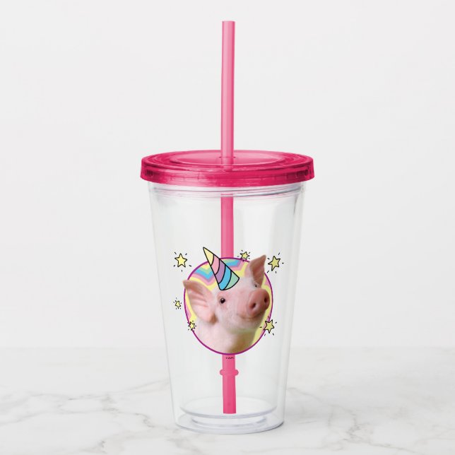 Magical Piglet Unicorn Acrylic Tumbler (Front)