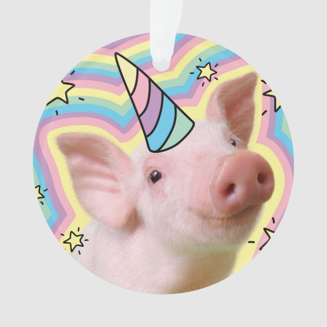 Magical Piglet Unicorn Ornament (Front)