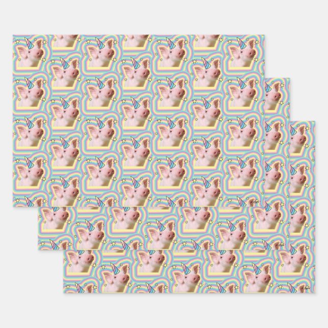Magical Piglet Unicorn Wrapping Paper Sheet (Set)