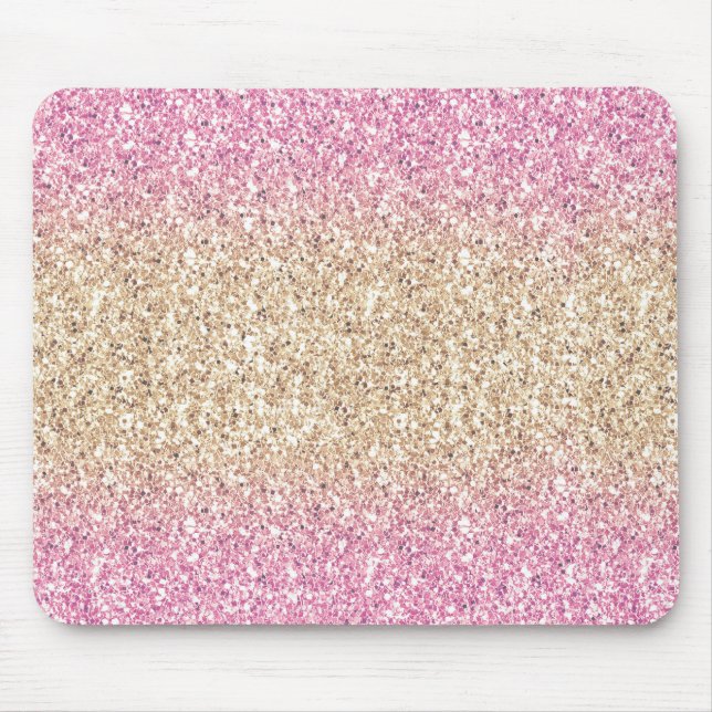 Magical Pink and Gold Glitter Ombre Mouse Mat (Front)