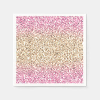 Magical Pink and Gold Glitter Ombre Napkin