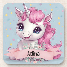 Magical Pink Baby Unicorn Stars Custom Name