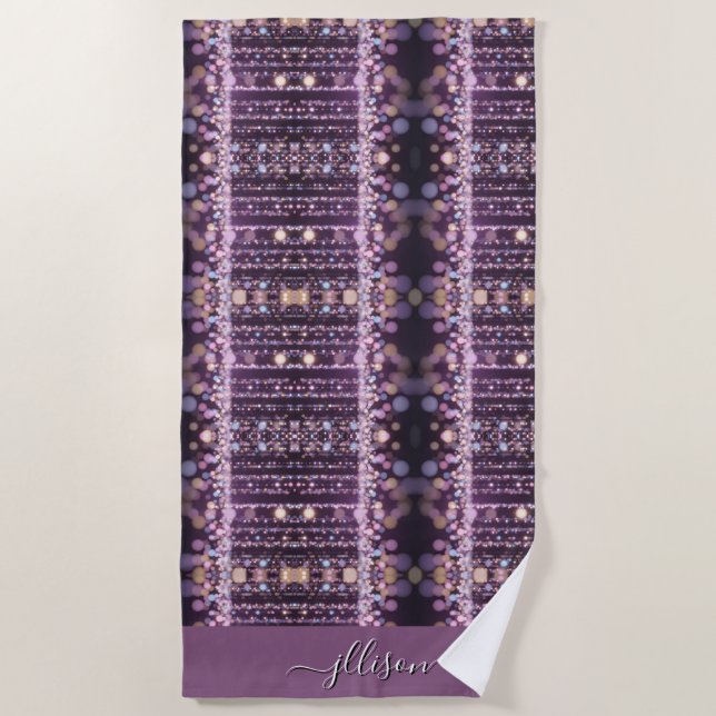 Magical pink background name Personalised  Beach Towel (Front)