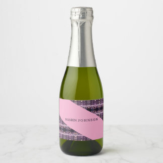 Magical pink background name Personalised  Sparkling Wine Label