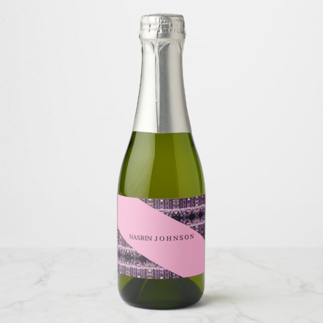Magical pink background name Personalised  Sparkling Wine Label (Front)