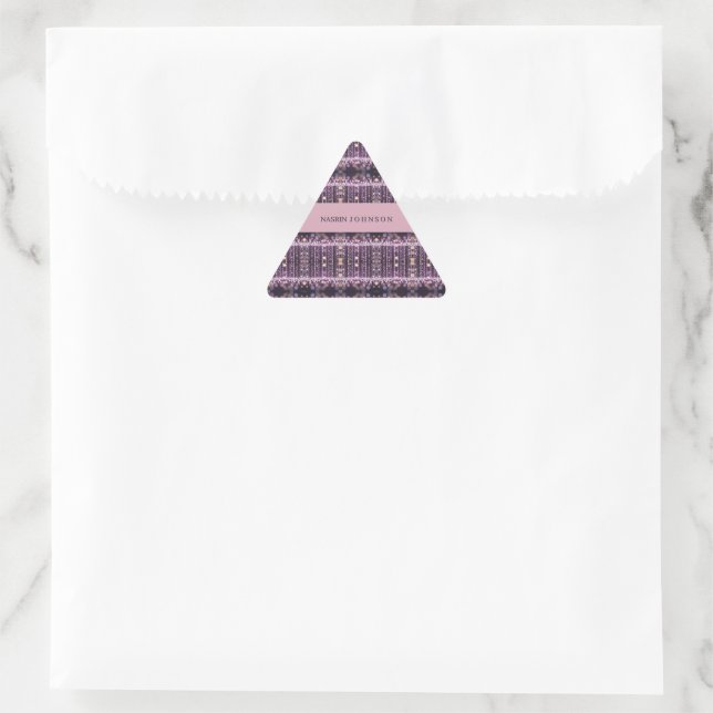 Magical pink background name Personalised  Triangle Sticker (Bag)