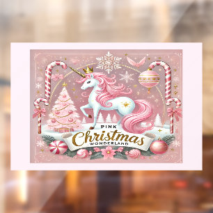Magical Pink Christmas Wonderland Unicorn Window Cling